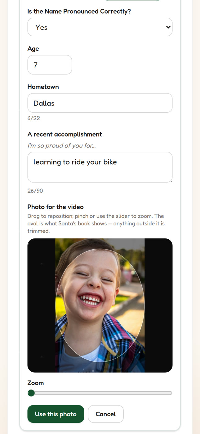 Cropping the child's photo to the book's oval